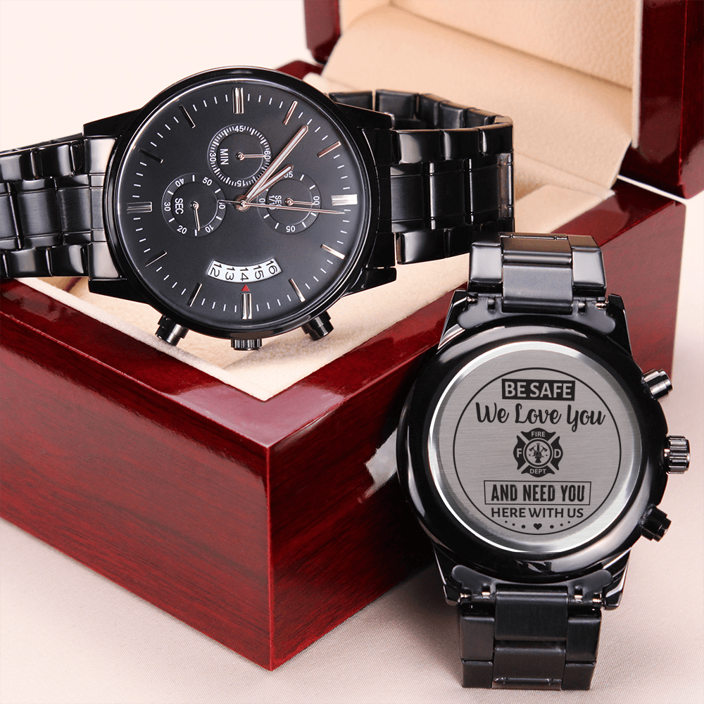 To My Firefighter Husband Need You Here With Us (Charcoal Black) – Men's Watch