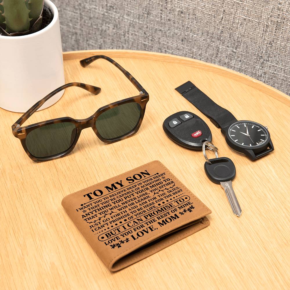 To My Son Promise (Black) – Leather Wallet