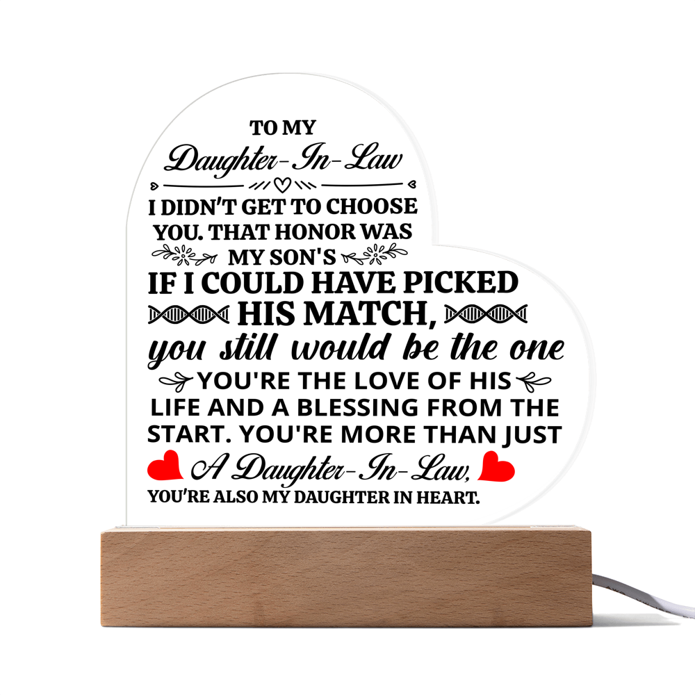 To My Daughter-in-Law Honor – Acrylic Heart Plaque