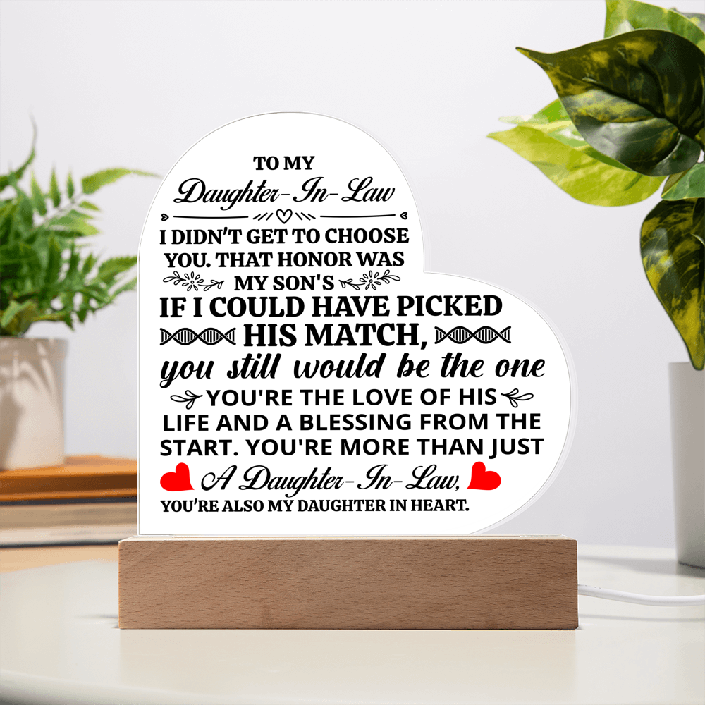 To My Daughter-in-Law Honor – Acrylic Heart Plaque