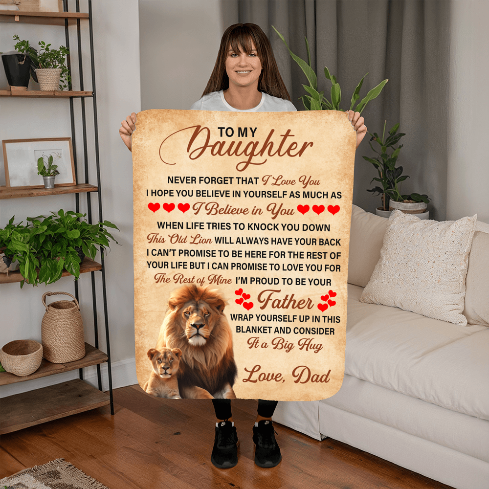 To My Daughter This Old Lion – Sherpa Fleece Blanket