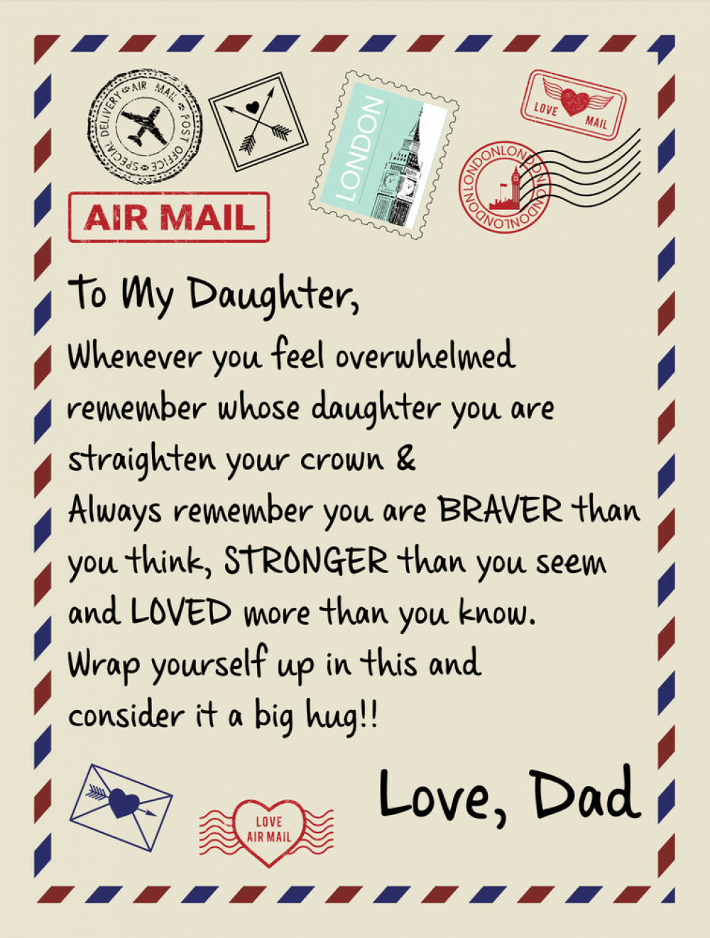 To My Daughter Braver (From Dad) – Sherpa Fleece Blanket