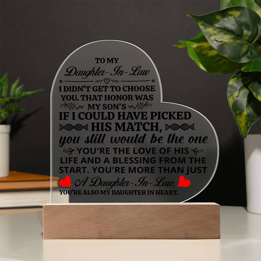 To My Daughter-in-Law Honor – Acrylic Heart Plaque